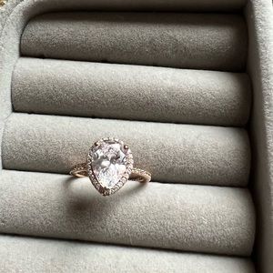 Rose gold Pandora tear drop ring size 6